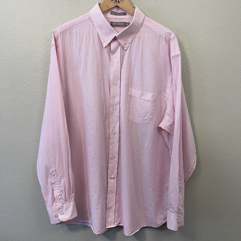 Men's Preppy Pink White Striped Button Down Shirt Office Daniel Cremieaux Sz XXL